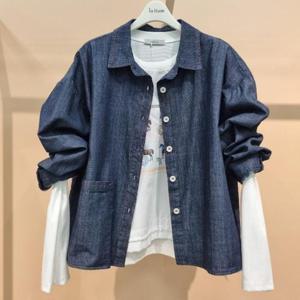 라티움 HC34 봄 품편한 점선배색 루즈핏 진 청남방셔츠 T2613bl09