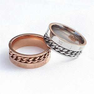 써지컬스틸 남녀공용 로마숫자 센터체인반지