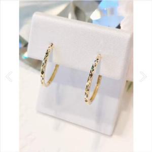 미니골드 14K 블링 컷팅 원터치 링 귀걸이 18MM ECPM4128