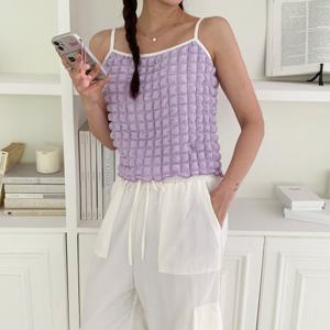 [옷자락]여자 탱크 팝콘 일자넥 클래식 나시