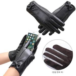 여성 고퀄 스마트 장갑 블랙색상 레더 따듯한 융털