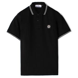 24FW 스톤 슬림 PK 반팔 카라티 블랙 81152SC18 A0029