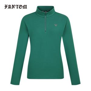 [팬텀] 여성 자수 와펜 반집업 하이넥 긴팔티셔츠