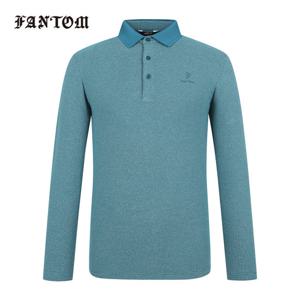 [팬텀] 남성 로고 자수 잔스트라이프 카라 긴팔티셔츠