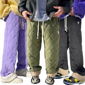 [아이에스이랩]겨울 허리밴딩 깔깔이 패딩 와이드 바지 I4PM076Q