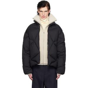 25 FW 몽클레어 남성 블랙 바르다르 그래픽 퀼팅 쇼트 다운 재킷 242111M178148