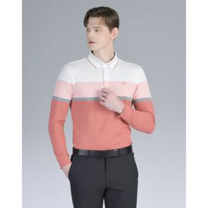 닥스 골프 25SS 스테디셀러 핑크 컬러블럭 긴팔 카라 티셔츠 DGTS5A112P2