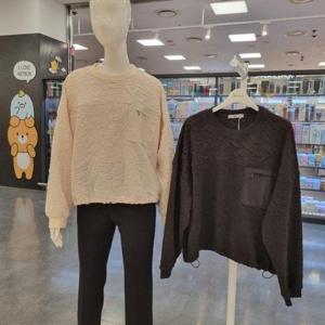 Destijl HC34 봄.가을엠보포켓 오버핏 여성 라운드티셔츠 D2513ts07