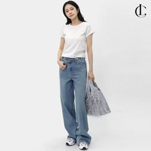 엘케이트 여자 청바지 데일리 와이드핏 연청 데님 팬츠 LNH004