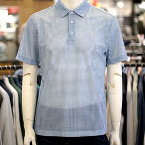 [크로커다일남성]남성 여름 하운드투스 프린트 타공 반팔 카라