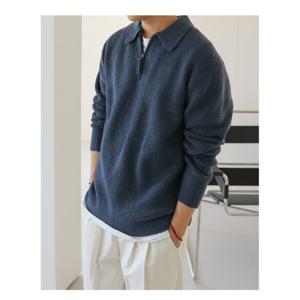 [리빌모아]남녀공용 그라스 카라 반집업 긴팔 니트 FL2-TSA-Q008