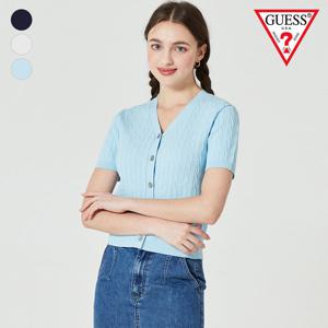 [게스(진)]여성 반팔 케이블 스웨터 가디건 OO2S2672