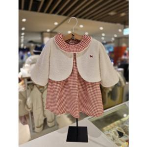 [블루독베이비] 25 FW(핑크)강엄체크세트형 드레스(45C1340001)출산 백일 돌 유아 아가옷 모자 원피스 (45C