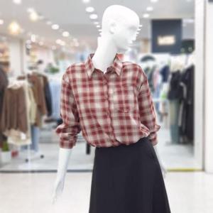 abfz sh06 체크 스트링 셔츠 블라우스 SLBNZ4B35J