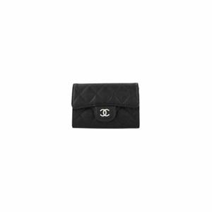 샤넬 클래식 똑딱이 카드지갑 퀄팅 캐비어 은장 블랙 AP0214