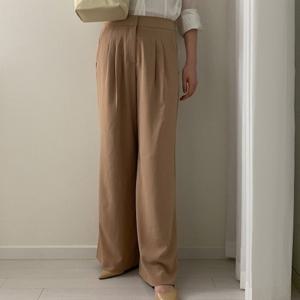 [브이와이][VY] 여자 롱 와이드핏 투핀턱 출근룩 쿨 썸머 슬랙스