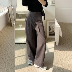 [브이와이][VY] 여자 핀턱 면원단 넓은 단추 오피스룩 FW 슬랙스