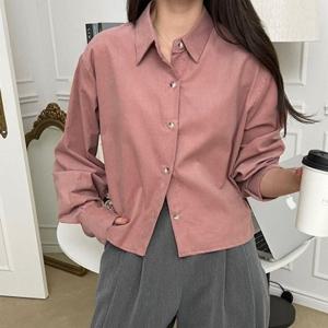 [브이와이][VY] 여자 갈색 키작녀 미색 골덴남방 면원단 FW 셔츠