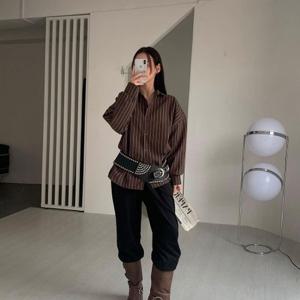 [다잇템][다잇템] 여성 빅사이즈 코튼 단가라 FW 셔츠_23308823_