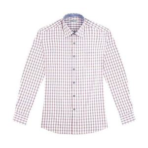 레귤러)레드앤블루 더블체크 화이트 셔츠_S7109