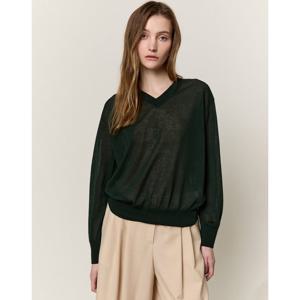 아떼바네사브루노 여성 25SS 시즌오프 다크그린 시스루 면혼방 긴팔 니트 VLSW5B213E3