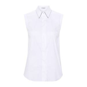 브루넬로쿠치넬리 비즈 트림 슬리브리스 커브 헴 셔츠 M0091MA6