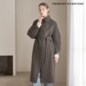 [미니멈][미니멈 에브리데이]울 블렌드 하이넥 벨티드 레글런 롱 코트 (EB4JH017D)