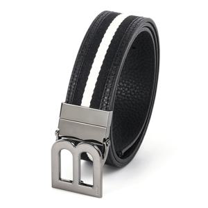 발리  B 로고 35 양면 벨트 블랙화이트 MBB04G SI061 I945R