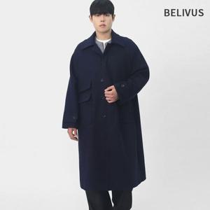 빌리버스 남성 간절기 소프트 레글런 실루엣 발마칸 울혼방 톤다운 롱코트 BAZ001