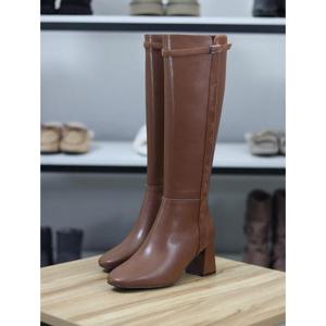 바이로쏘 세이브존06 소가죽 벨티드 청키힐 6.5cm 롱부츠 25W128J77DH2