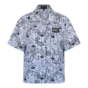 M 파리게이츠골프반팔티 NQC 531D1TO102_BL 공용 페이즐리 플로럴 오픈카라 반팔 셔츠