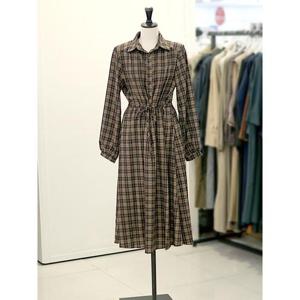 메종블랑쉬 세이브존03 체크 배색 패턴 스트링 셔츠 원피스 AGM254MOPA53A