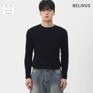 빌리버스 남성 레이어드 티셔츠 부드럽고 쫀쫀한 머슬핏 긴팔 라운드 직장인 출근룩 BAZ006