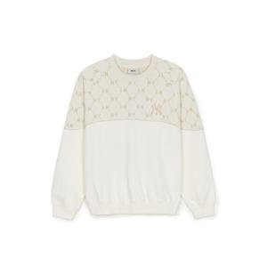 M MLB긴팔티 GQC 3AMTM0951-50IVS 다이아 모노그램 자카드 톤톤 배색 맨투맨 뉴욕양키스