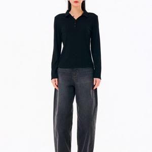 [체이스컬트]여성 골지 오픈 카라 긴팔 티셔츠-FARG5162B033