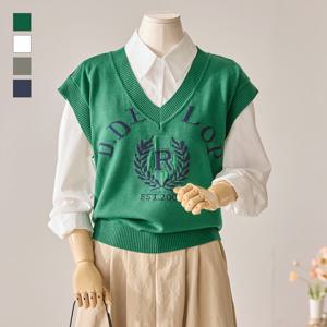 [커스텀에이블] 레터링 스트라이프 니트 베스트_T2602KV005A