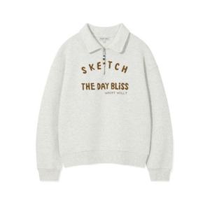 와키윌리긴팔티 CQK WA2503CR61OT 우먼스 레터링 카라하프집업 오트밀