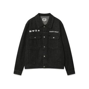 와키윌리자켓 CQK WA2503JK31BK 그래픽 워싱 데님 트러커 블랙