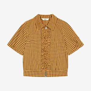 [베스띠벨리]체크셔링반팔블라우스 BKBAF2462ORP