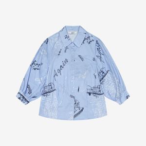 [베스띠벨리]셔링퍼프프린팅블라우스 BKBAD2422BLP