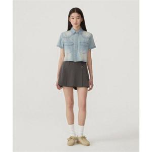 커버낫 우먼 포켓 데님 하프 셔츠 라이트 블루 CO2502SS77LB 342806
