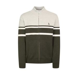 헤지스 [26SS] 카키 라인배색 면혼방 니트 집업가디건 (HZSW6A102K2A) 345073