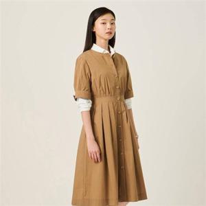 빈폴 라운드넥 풀오픈 소매볼륨 원피스 - 베이지 (BF5771C01A) 347885