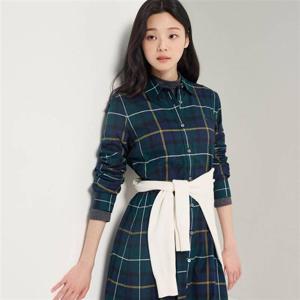 빈폴 기모 헤릿체크 셔츠 원피스 - 네이비 BF5971C01R 347922