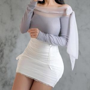 [다잇템][다잇템] 여성 끈 쁘띠 비침 코디 옆면 스커트_23992736