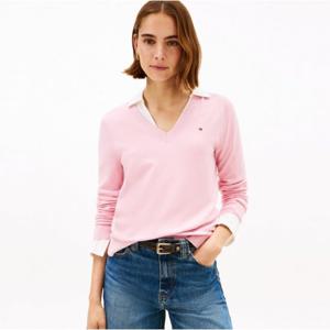 [타미힐피거(여성)]코튼 저지 브이넥 스웨터 T22G0KTO003WT2