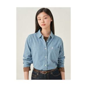 빈폴 BEANPOLE LADIES 데님 오버핏 셔츠 스카이 블루 (BF5764C03Q) BF5764C03Q 350801