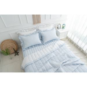 에어밤부 프릴 스노우 리플 SS 여름누비이불패드 풀세트 블루