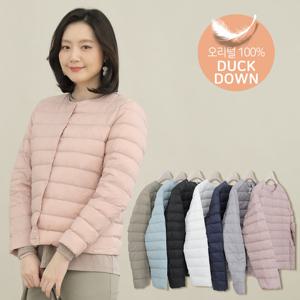 애비뉴투지 엄마옷 밀크 넥변형 브이 라운드 경량 패딩 J08150