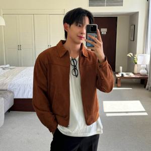 [클라쓰업]컬처 남자 스웨이드 크롭 트러커 자켓